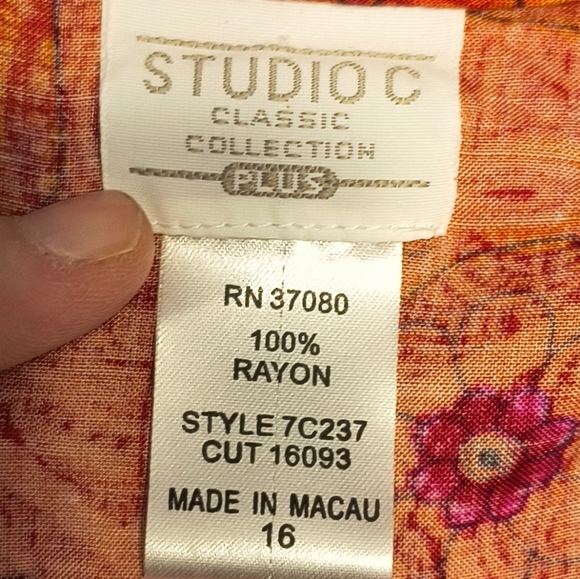 Vintage Studio C Maxi Skirt & Blouse Set Retro Floral Size 16 Rayon - Picture 6 of 10